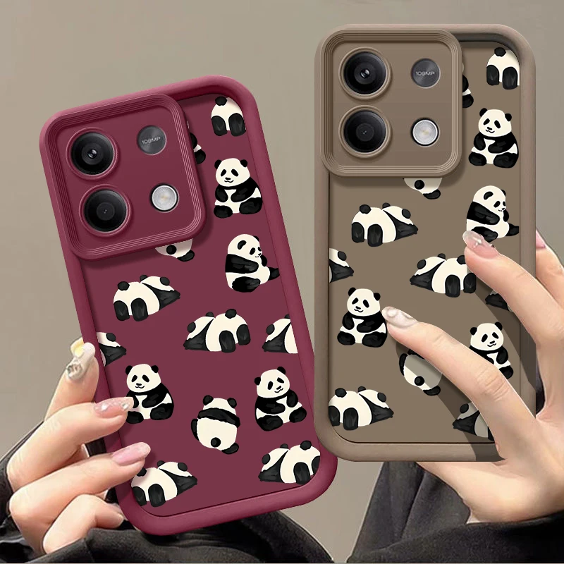 Cute Baby Panda Phone Case For Xiaomi Redmi Note 13 12 11 Pro 5G 4G 11s 10 Poco F6 X6 X5 M6 13T 11T Pro Shockproof Bumper Cover