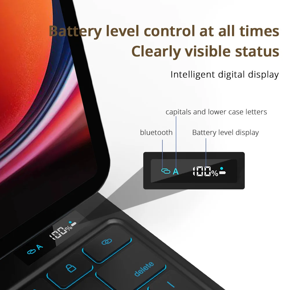 Чехол Magic Keyboard для Samsung Galaxy Tab S9+/S8+/ S8 Plus/ S7 FE/ S7+ 12,4-дюймовый многоугольный трекпад с подсветкой Smart Keyboard