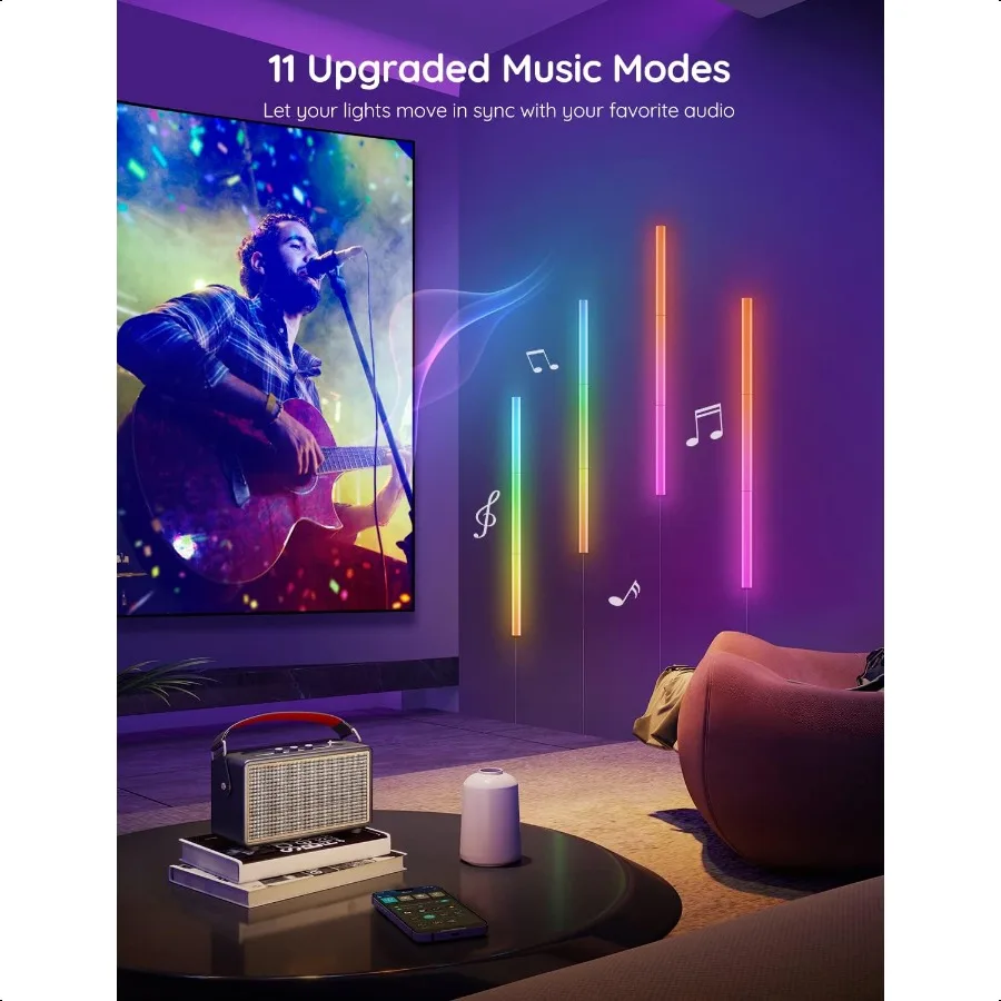 Настенные светильники Glide RGBIC LED Light Smart Gaming Light работает с Alexa и Google Assistant RGB Light Bar Светодиодные настенные светильники для Be