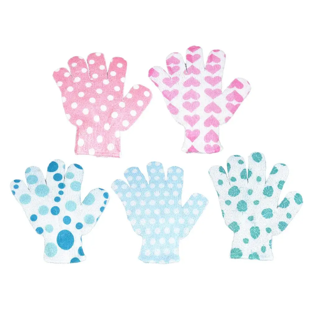 Guantes de baño de cinco dedos al azar, toalla de ducha, exfoliante, suministro elástico para el cuerpo, baño para niños, para la espalda nuevo paño, hogar V5V6, 1 piezas