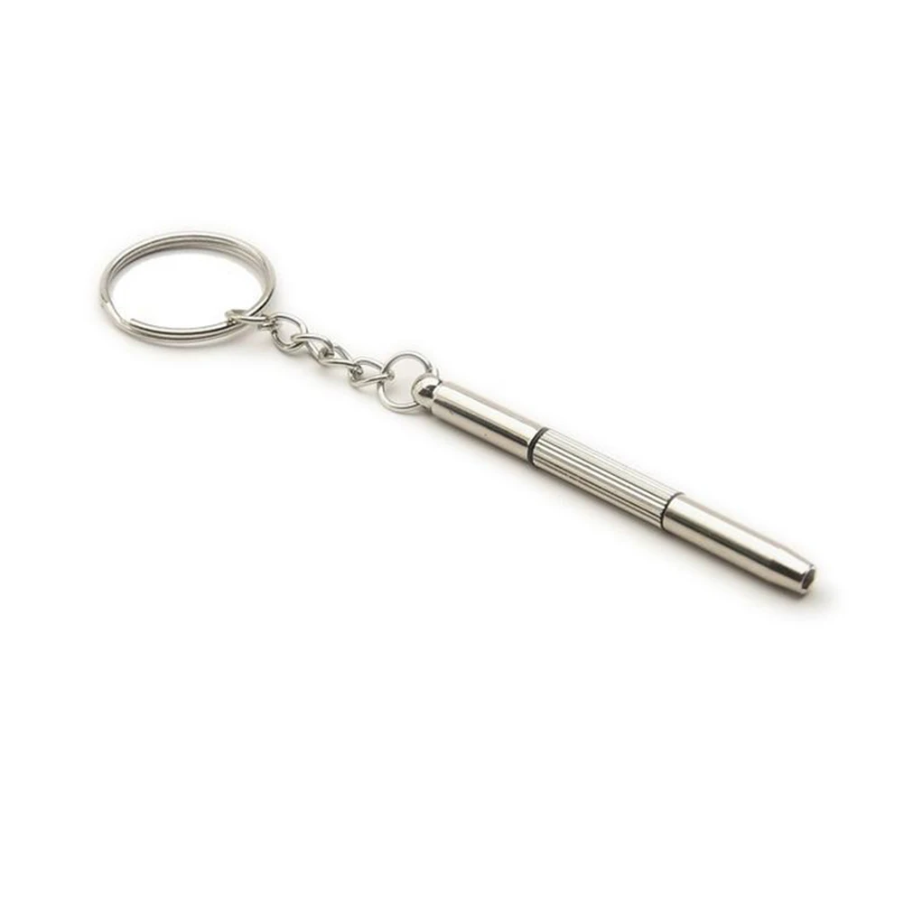 Mini 3in1 Screwdriver with Flat Cross and Star Nut Drivers for Tightening Screws on Glasses and Watches Portable Keychain