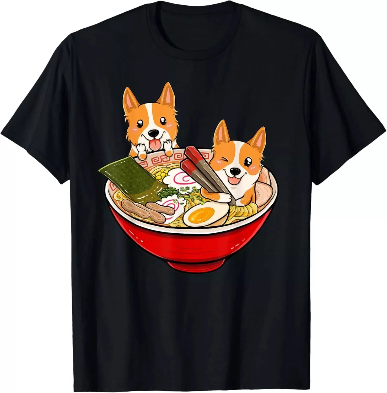 Unisex Corgi T-Shirt, Ramen japonês, Presente engraçado do cão