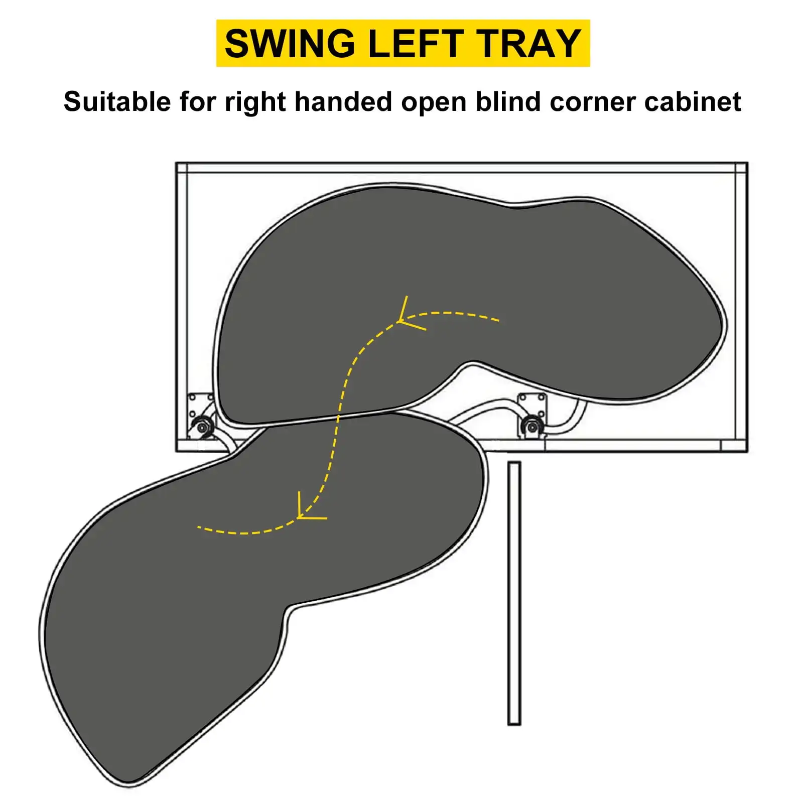 Swing Left Blind Eckschrank ausziehbar für 36-Zoll-Schrank, 2-stufiges Swing-Tablett Blind-Küchenschrank, Soft-Close Cloud Blind