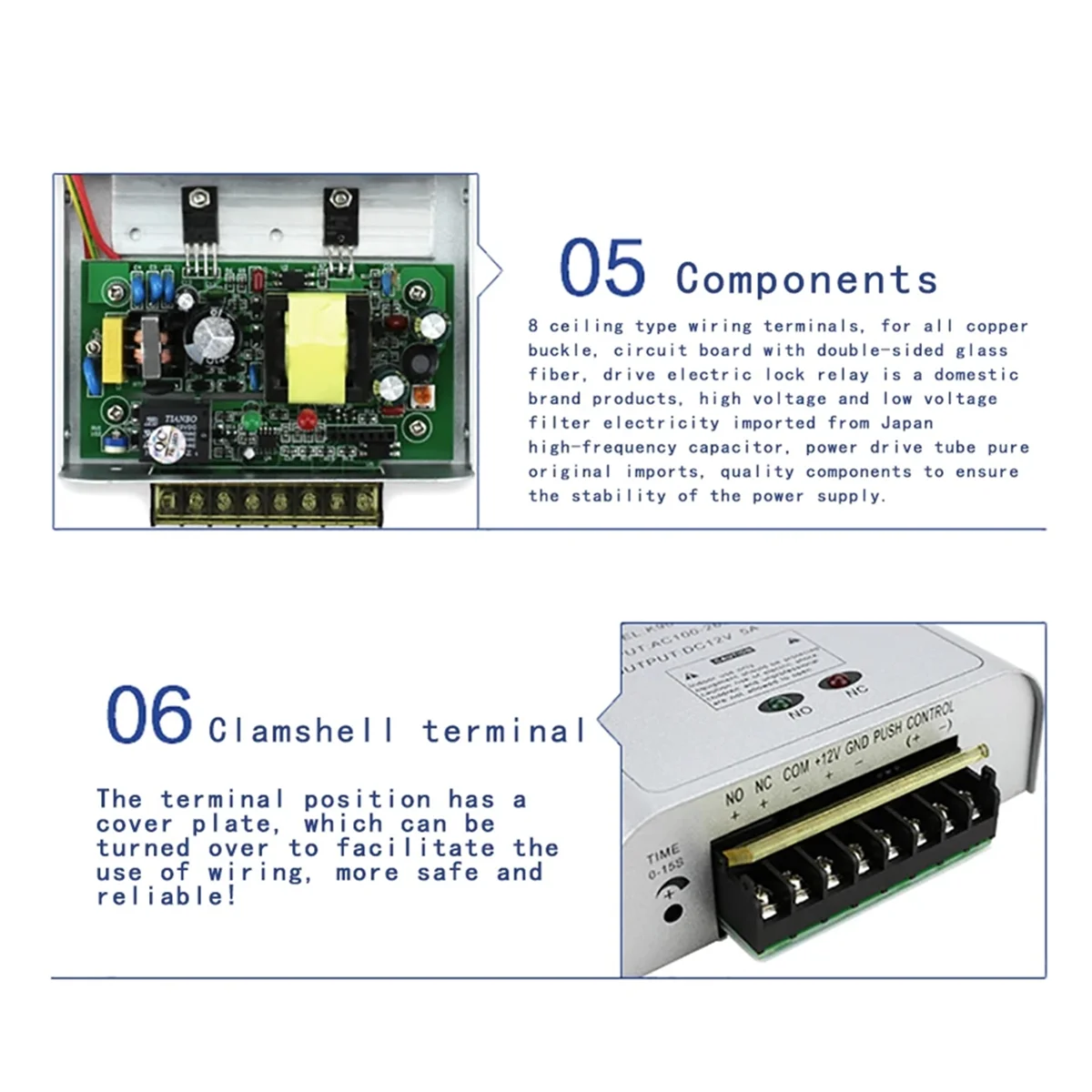 2025 New- Mini AC 100-260V Access Control Power Supply Controller DC 12V 5A Access Control Time Delay Power Adapter