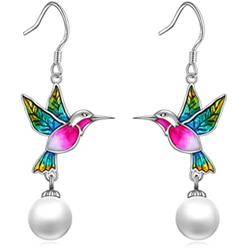 Elegant Alloy Flying Hummingbird Bird Pendant Earrings For Women Girls Charms Spring Summer Drop Dangle Jewelry Gifts Accessory