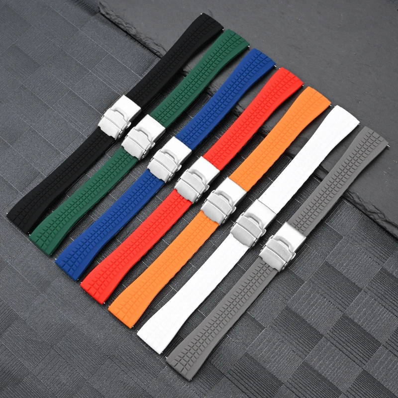 

Silicone 20/22mm Watch Strap New Silicone Watch Strap Band Deployment BLack Buckle Waterproof Watchband Watch Replace the strap