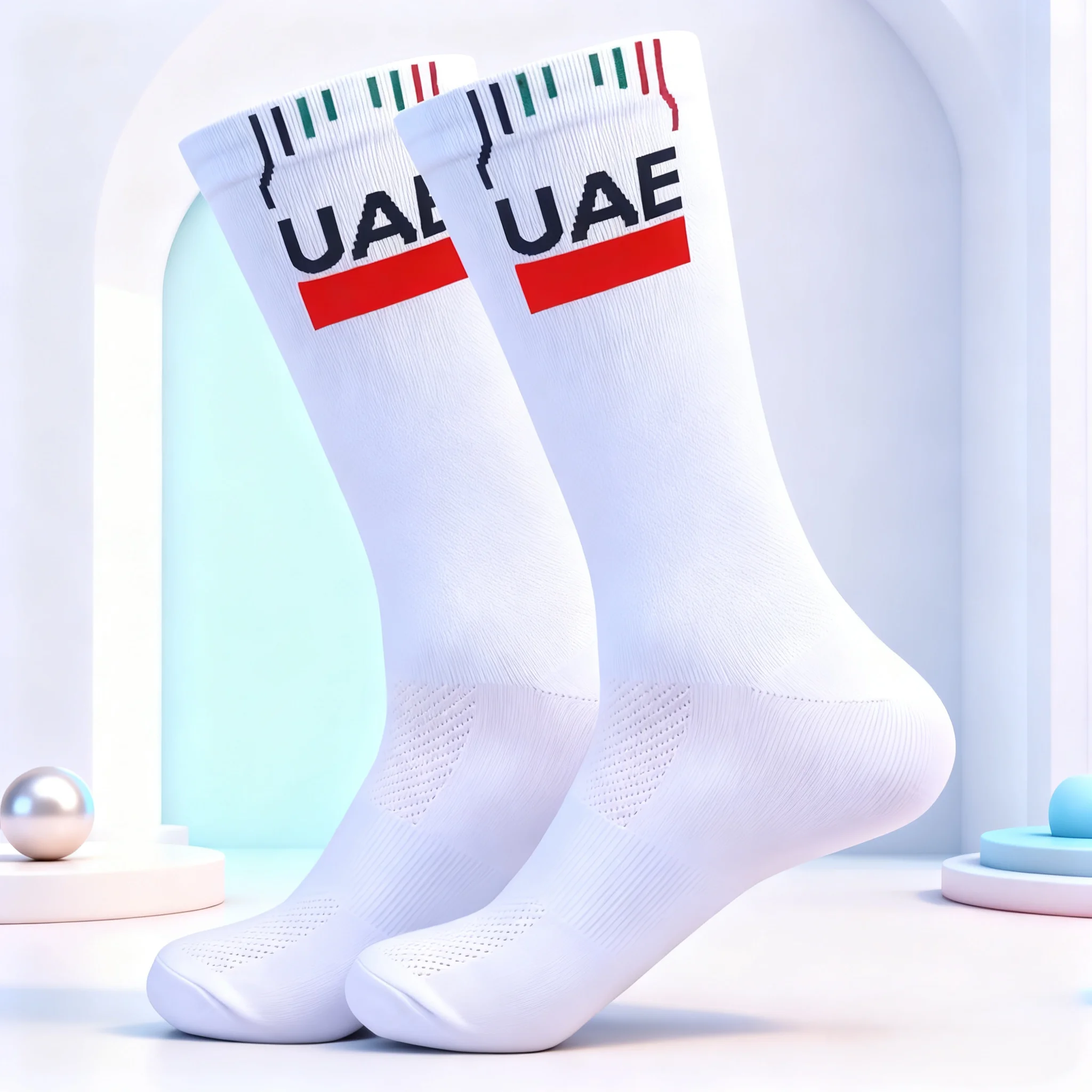 NEW 2025 Cycling Socks Men Women UAE Team Breathable Quick Dry Outdoor Football Running Bike Socks