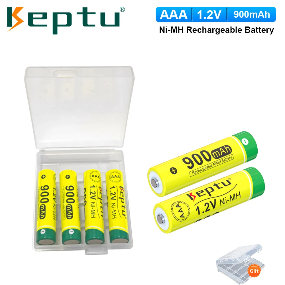 KEPTU بطارية 1.2 فولت ni-mh AAA قابلة للشحن 900mAh 3a مع شاحن بطارية LCD ذكي لبطاريات AA 1.2 فولت