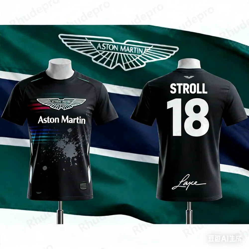 

Aston Martin T-Shirt Men Pure Motorcycle Jersey Fernando STROLL 18 Racing Suit AMR Series Fashion Fan James Bond Tee