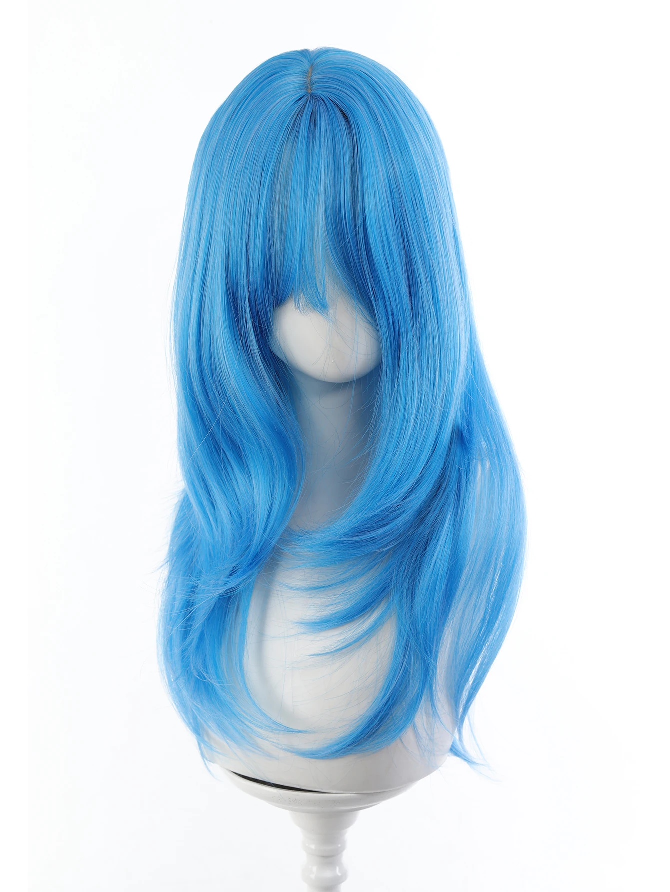 24Inch Synthetic Long Straight Wigs Blue Wig For Women Halloween And Christmas New Year Carnival Music Festival Heat-Resistant