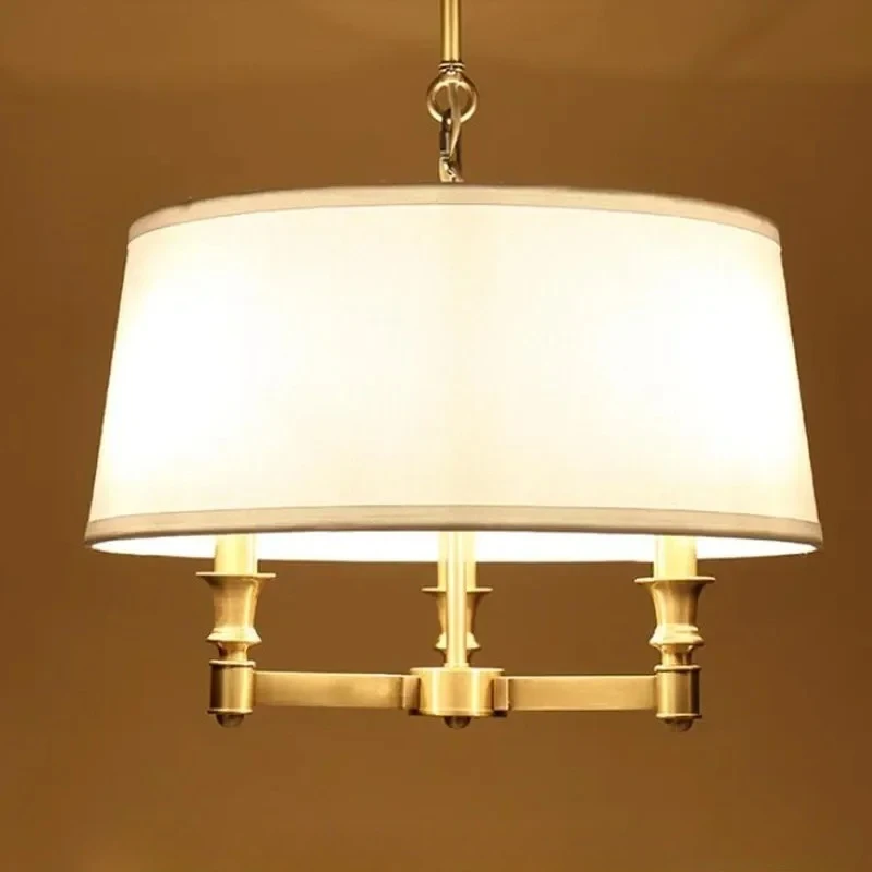 America Art All Copper Pendant Lights LED Living Room Bedroom Study Restaurant Kitchen Home Decor