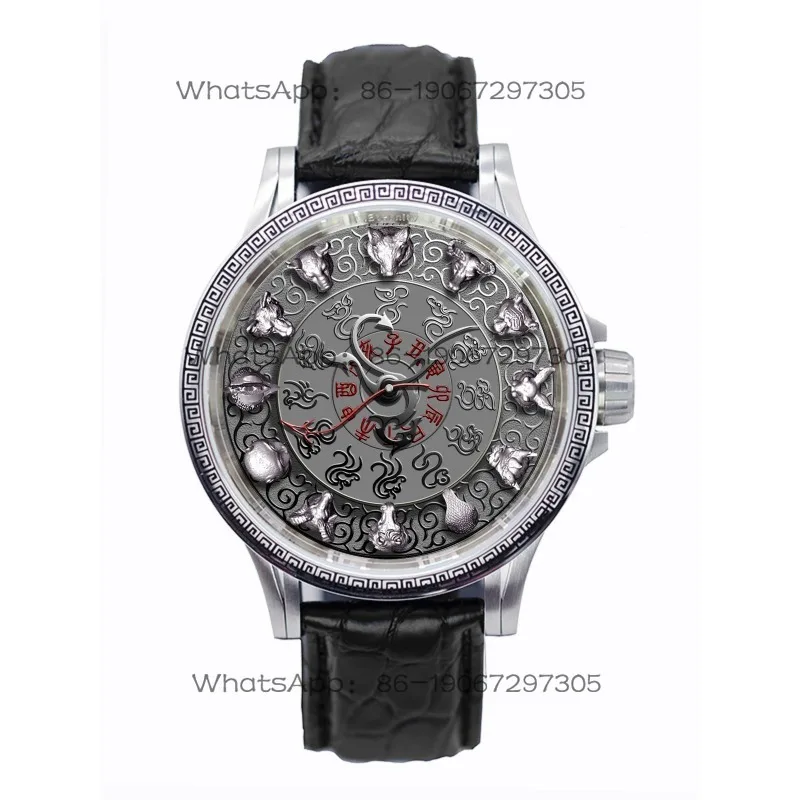 Hanfeng Zodiac Year of The Horse New Automatic Mechanical Watch Hour Watch Sterling Silver Micro-engraved Beast Head