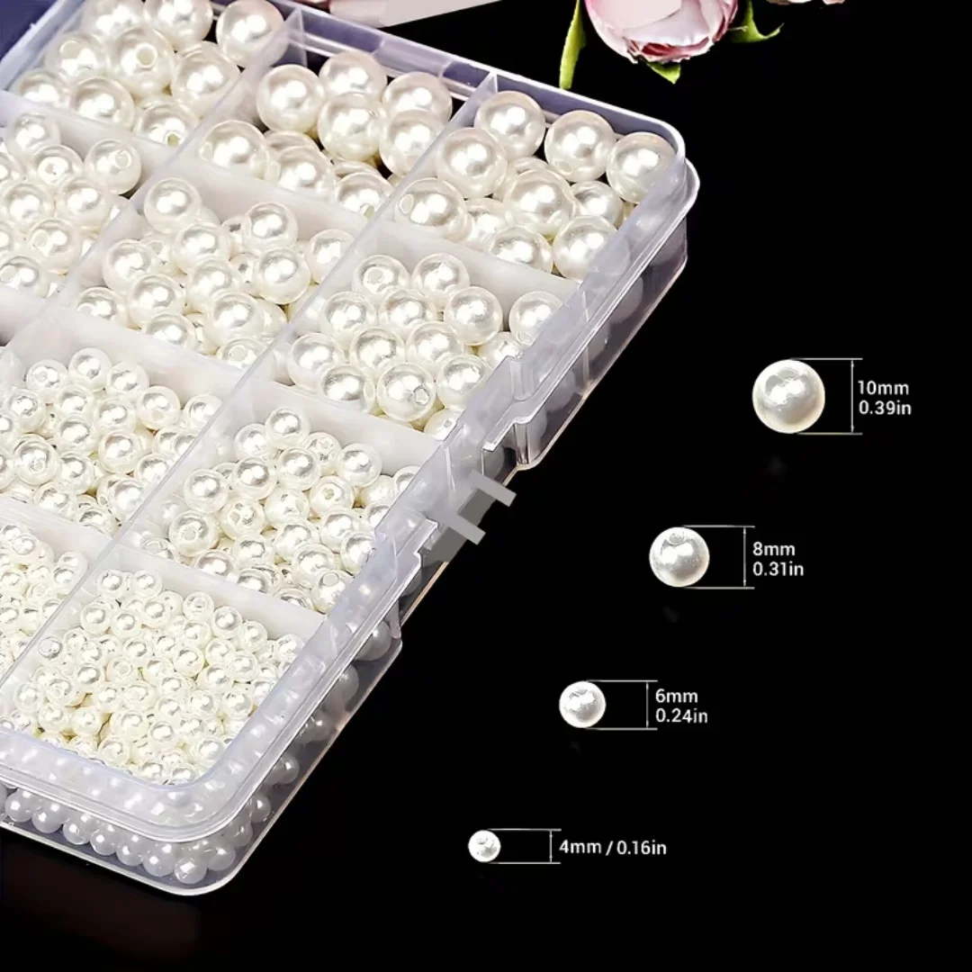 4/6/8/10mm Black, Off White, Gold, Silver Bead Set. DIY Accessories, Decorative Beads, Ornaments, Pendants, Holiday Gifts