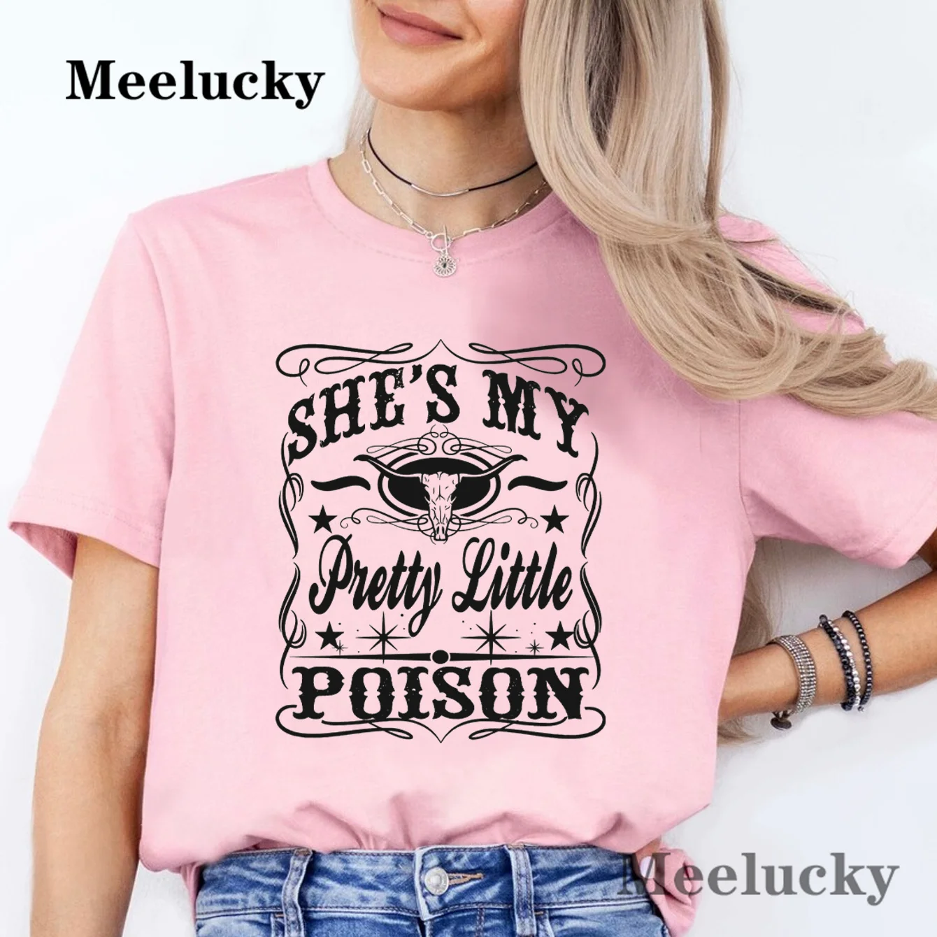 Pretty Little Poison and Cowgirls Don't Cry Tee Vintage Women's Letter Print Casual T shirt Summer Short Sleeve 100% Cotton