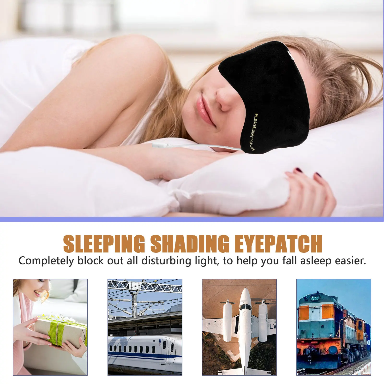 1Set USB Heating Eye Mask Embroidery Design Hot Press Molded Adjustable Temperature Warm Compress Eye Mask for Sleep