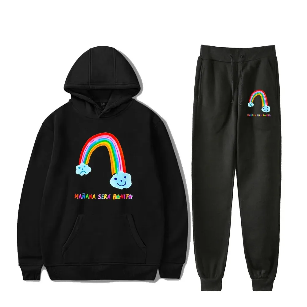 

Karol G Manana Sera Bonito Rainbow Hoodie Jogger Calças Conjunto de Duas Peças Moletons + Moletons 2024 Estilo Casual Homens