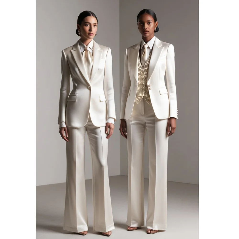 Chic Suit Set Solid Color One Button 2 Piece Jacket Pants Blazer Set Slim Fit Luxury Office Tuxedo Wedding Lady Female Clothing