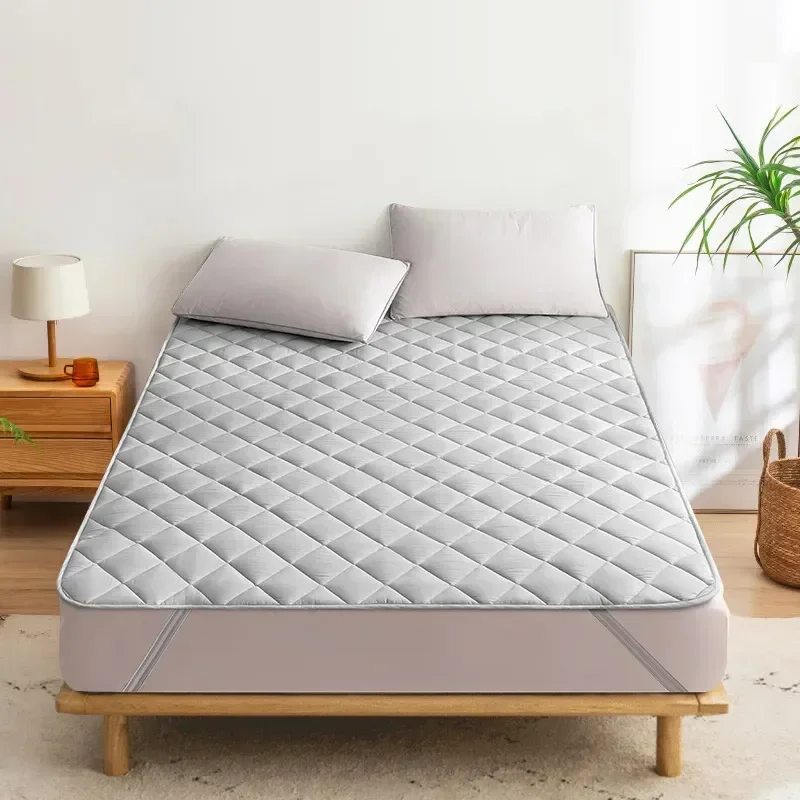 Quilted Waterproof Bed Sheet with Elastic Queen King Size Solid Color Mattress Protector for Double Bed Queen/King Bed Sheet