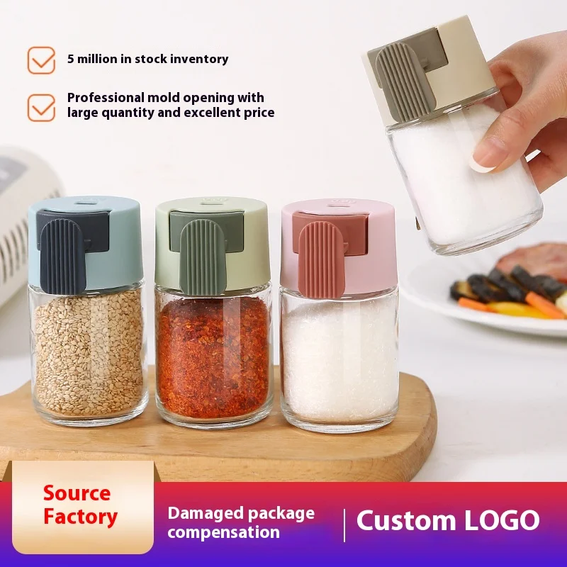 

Glass Flavor Bottle Push Type Dosing Salt Powder Spice Bottle Kitchen Cooking Home Household