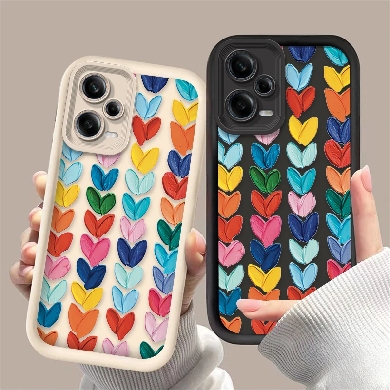 Colorful Graffiti Love Heart Case for Xiaomi Redmi Note 12 11 13 Pro Plus 4G 5G 11S 10S 12S 10 9 9S Redmi 14C 13C 12C A3 12 Etui