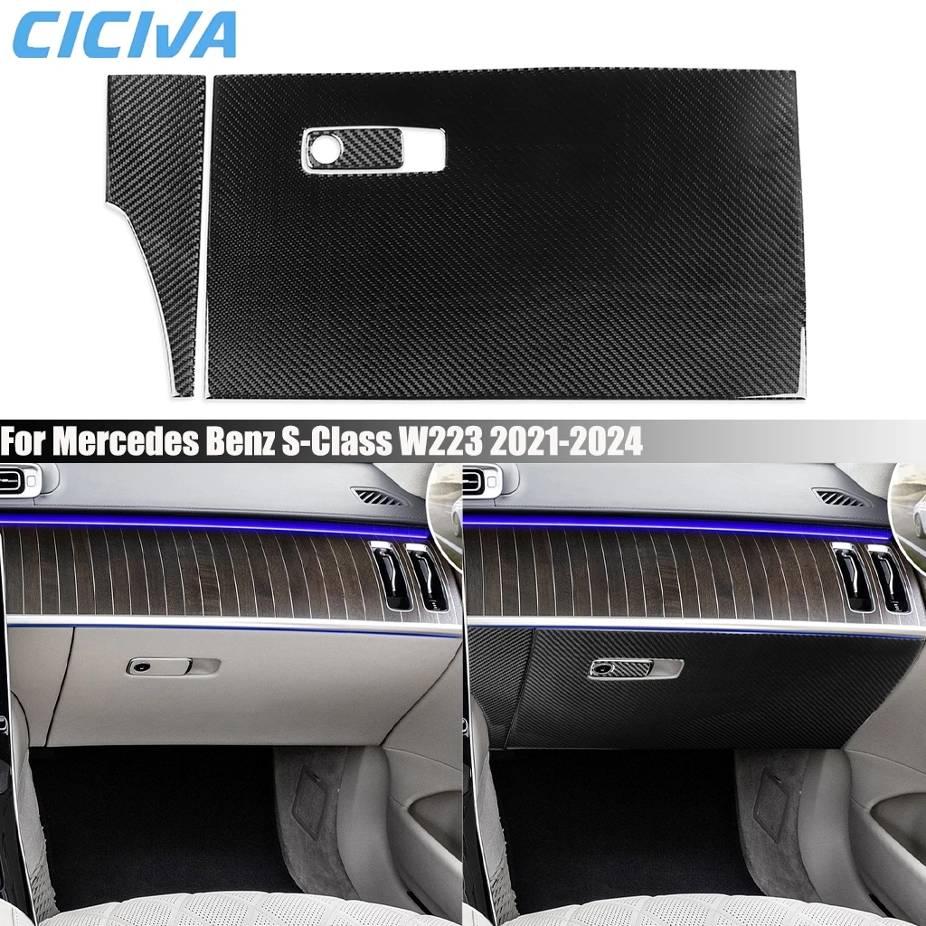 

Carbon Fiber Car Accessories Dashboard Glove Storage Set Cover Sticker Interior Trim For Mercedes Benz S-Class W223 2021-2024