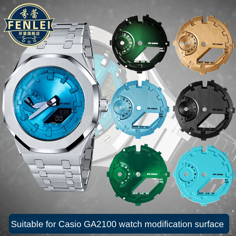 

For Casio GA2100 GA2110 metal Surface Dial Modified index dial Swirl marks graduated ring Matte Lacquer Bezel Watch accessories