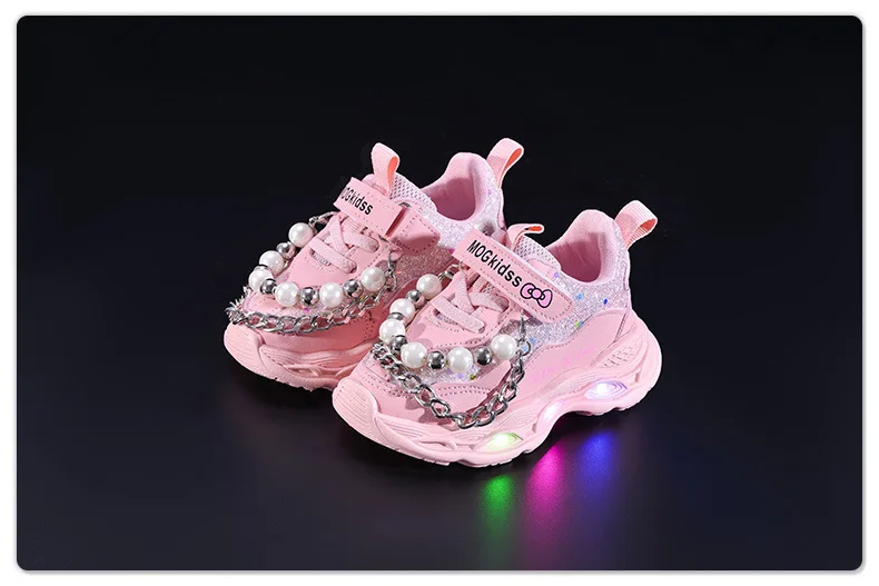 2026 Neue Frühling-Herbst Mädchenschuhe LED Prinzessinnen-Schuhe Kinder-Sportschuhe mit Weicher Sohle Weihnachts-/Halloween-Geschenke – Detail 6
