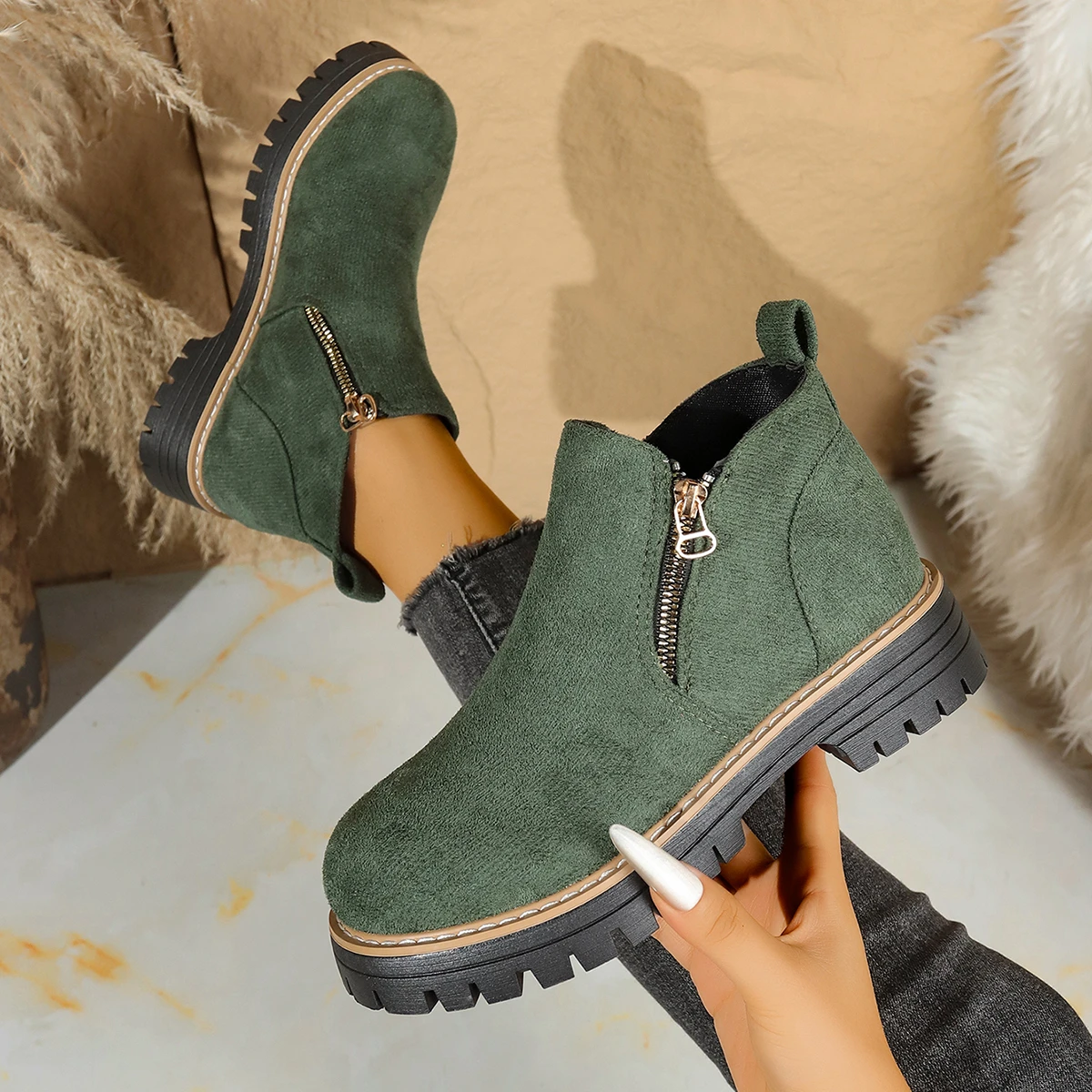 2025 New Women Boots Fashion Comfortable Shoes for Women Trend Plus Size Platform Shoes Lightweight Thick Sole Ankle Boots Women