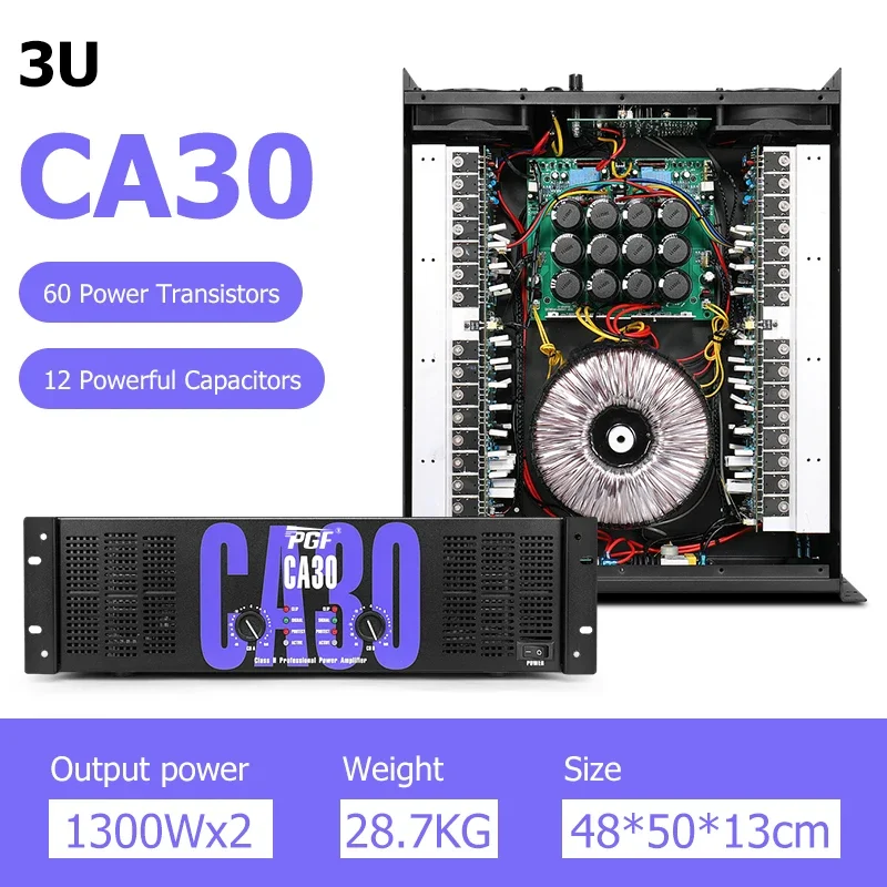 CA30 2 ช่อง 1300 วัตต์ 2 ช่องลําโพงตัวรับสัญญาณเครื่องขยายเสียง Audio Class H Professional Power Amplifier