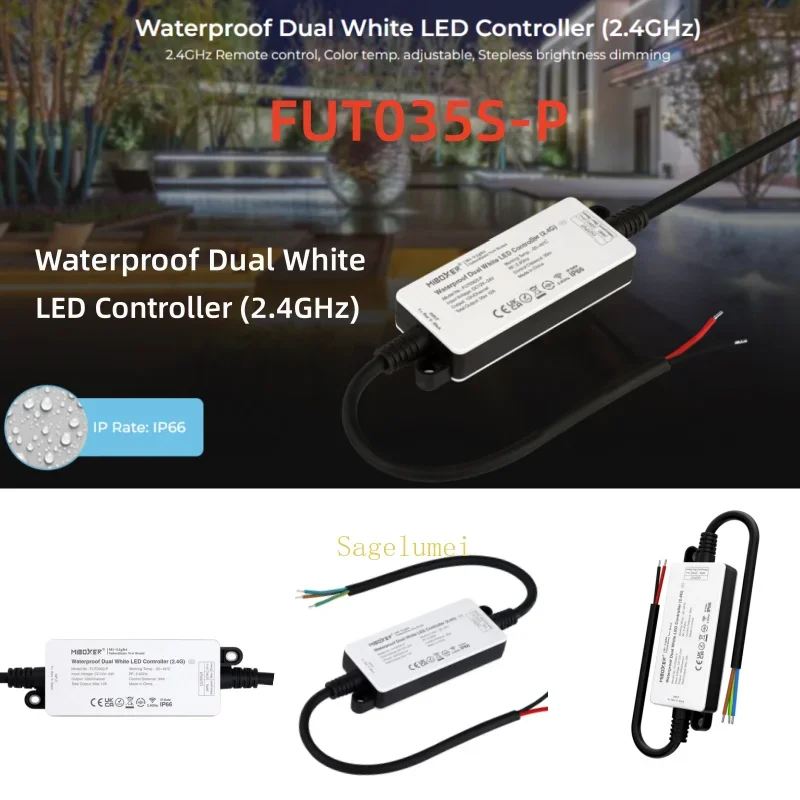 Miboxer WP Controller FUT035S-P SingleColor CCT RGB RGBW RGB+CCT 2.4G LED Strip Controller Waterproof IP66 FUT038/037/036/039S-P