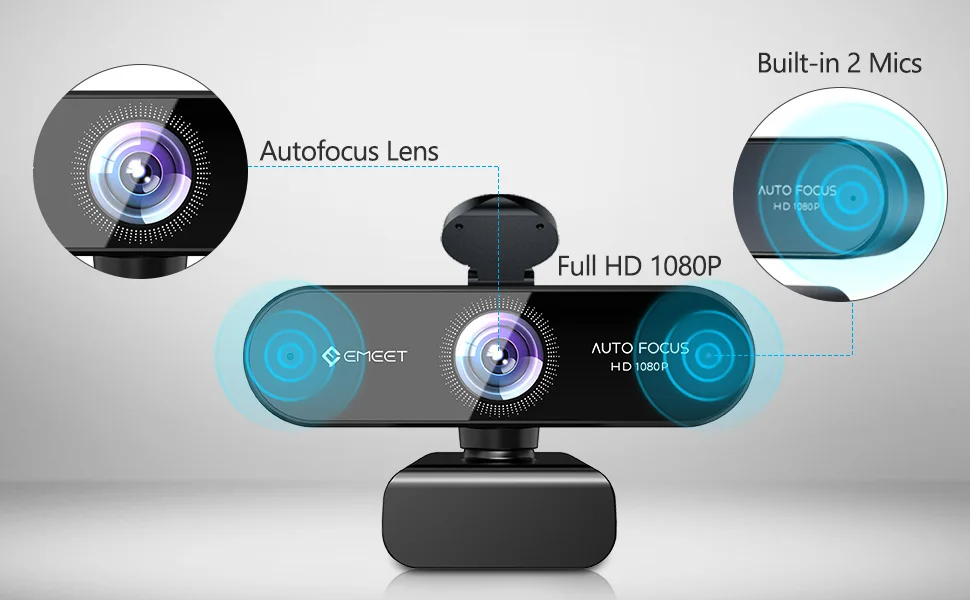 Webcam 1080p Autofokus Streaming Web kamera emeet nova Computer USB Webcams mit Mikrofon für PC/Desktop/Laptop – Detail 2