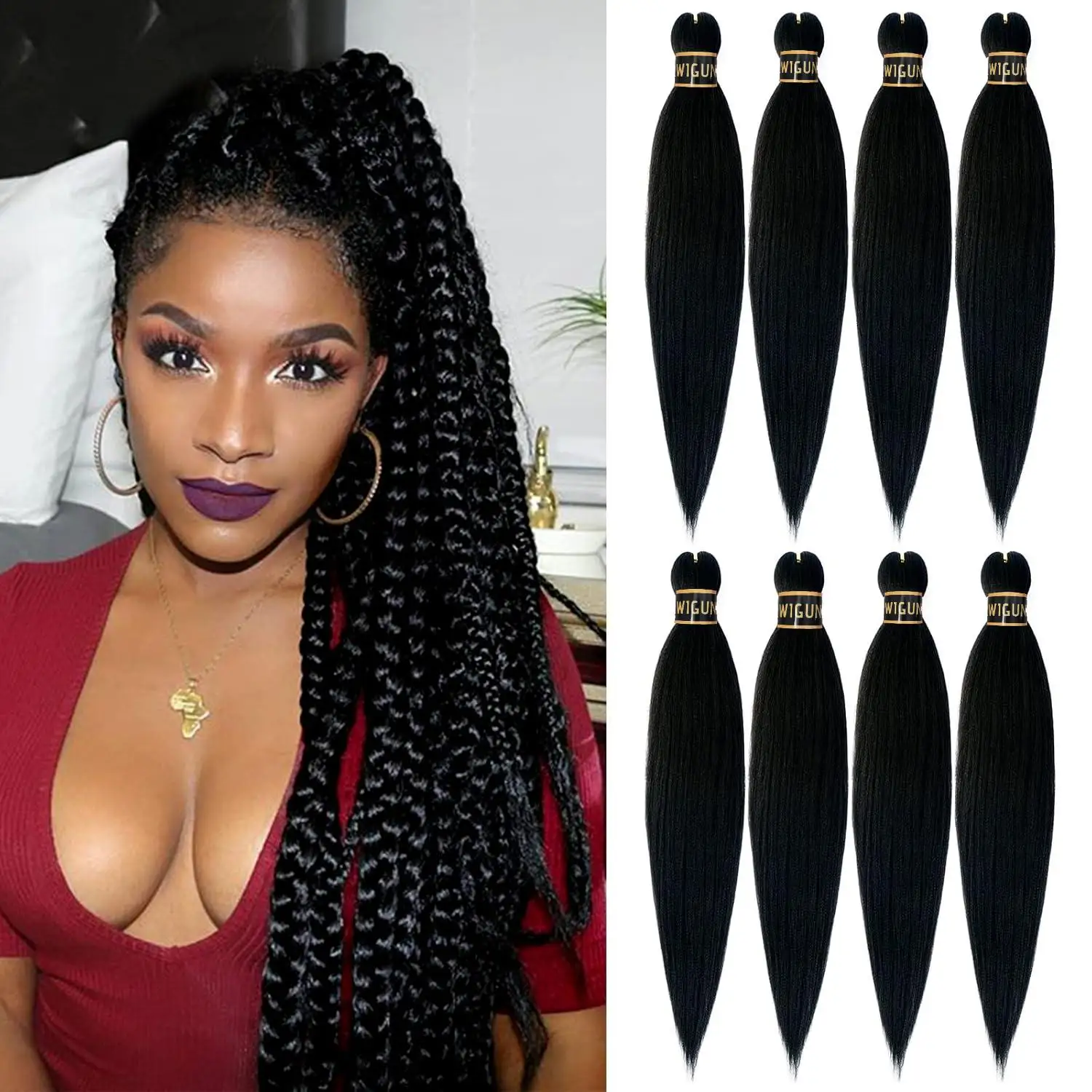 Pre-stretched Braids Hair Itch-Free Hot Water Setting Synthetic Fiber Yaki Texture Hair Extensions Beyond Beauty Braiding Hair