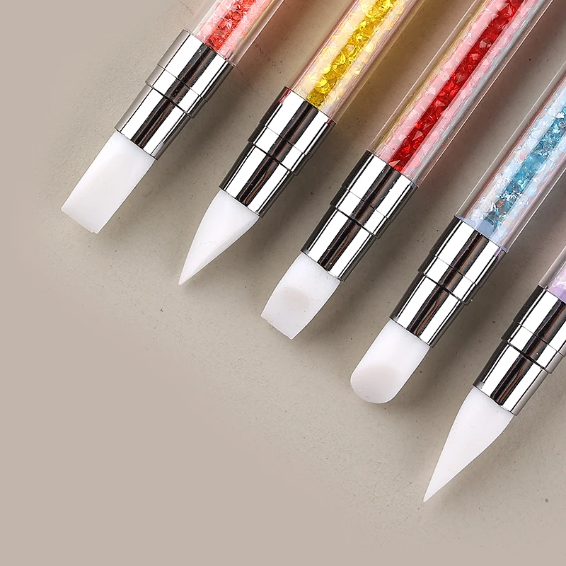 Simple 5Pcs/Set Professional 2 Ways Nail Art Dotting Pen Plastic Steel Crystal Handle Rhinestones Pickup Pen Manicure Tools
