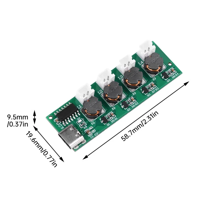 Ultrasonic Atomizer Module DC 5V Type-C Port 4-Hole Humidifier Board DIY Mist Maker No Switch Atomization Control Board