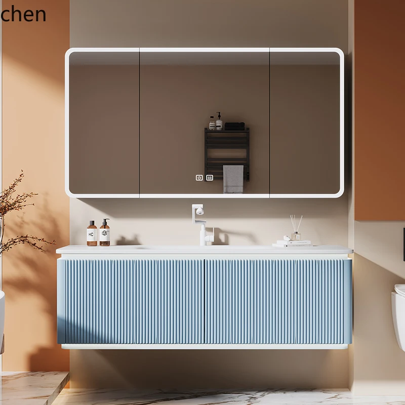 HT Bathroom Cabinet Combination Rock Plate Hot Bending Integrated Basin Washstand Hand Washing Face Washing Basin