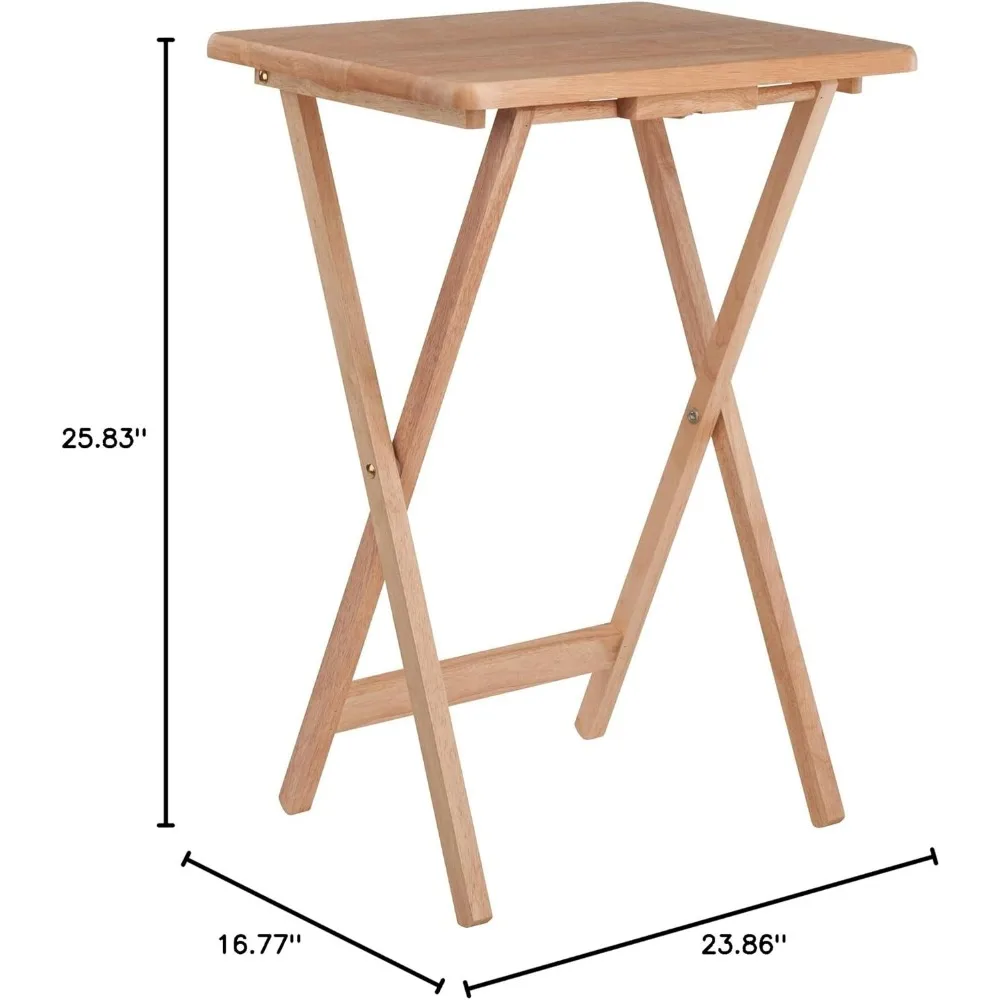 Folding Wooden Snack Tables: Rectangular Tray Sets for Serving Beverages, Snacks, and Books