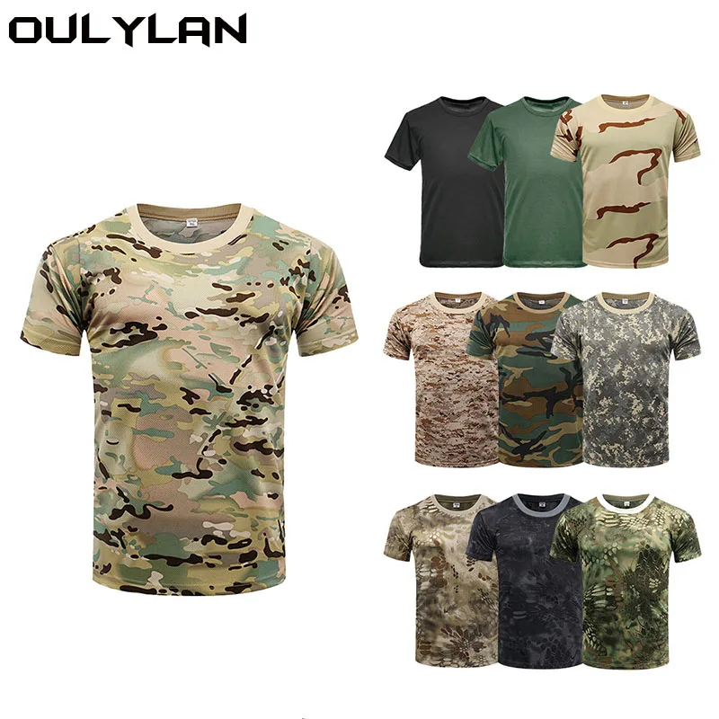 Short Sleeved Clothing Men Mesh Breathable Quick Drying Sports T-shirt Outdoor Physical Training Camouflage Tactical T-shirt