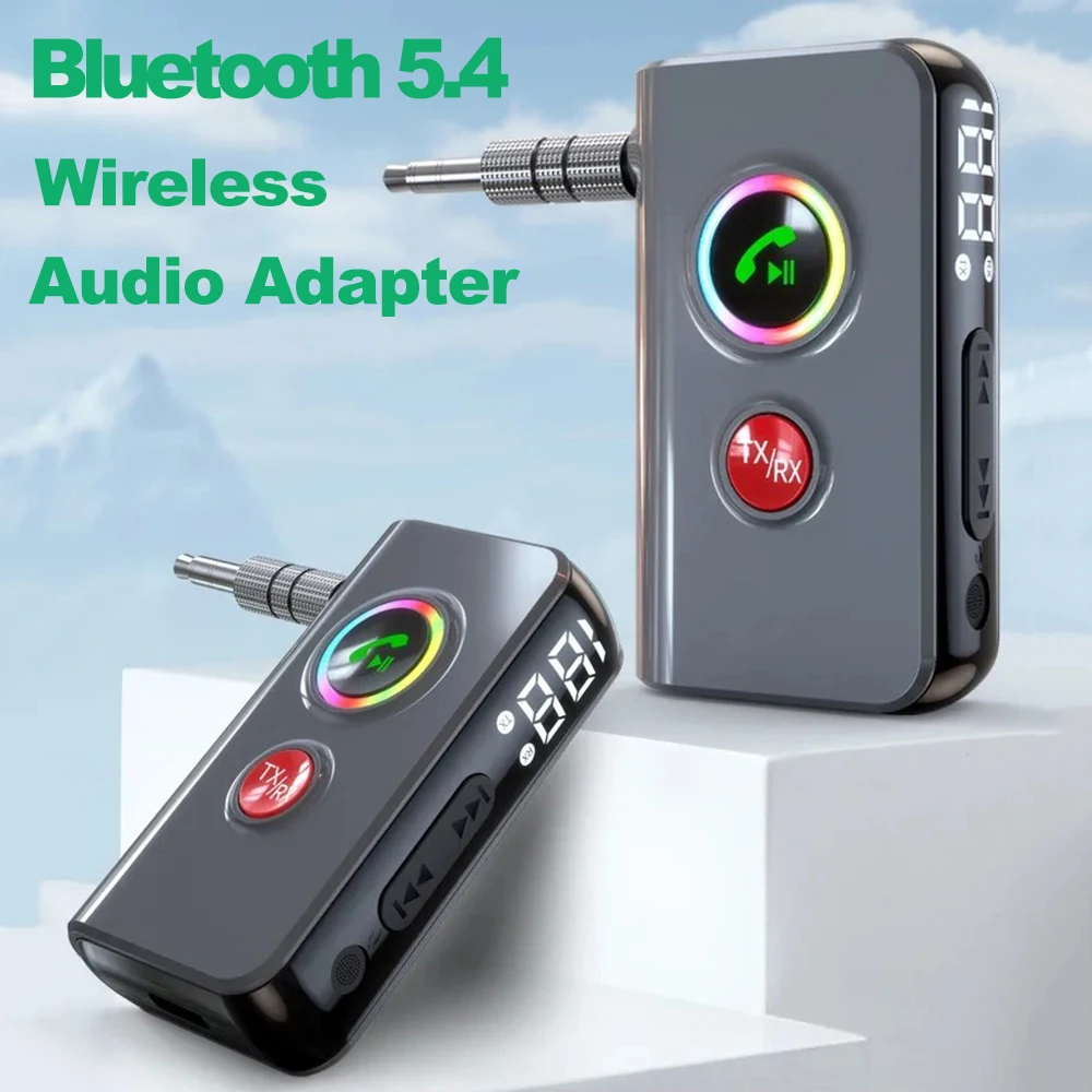 2 in 1 Wireless Bluetooth 5.4 Receiver Transmitter 3.5mm Aux Jack Music Audio Adapter For Car Headphones TV Speakers Handsfree