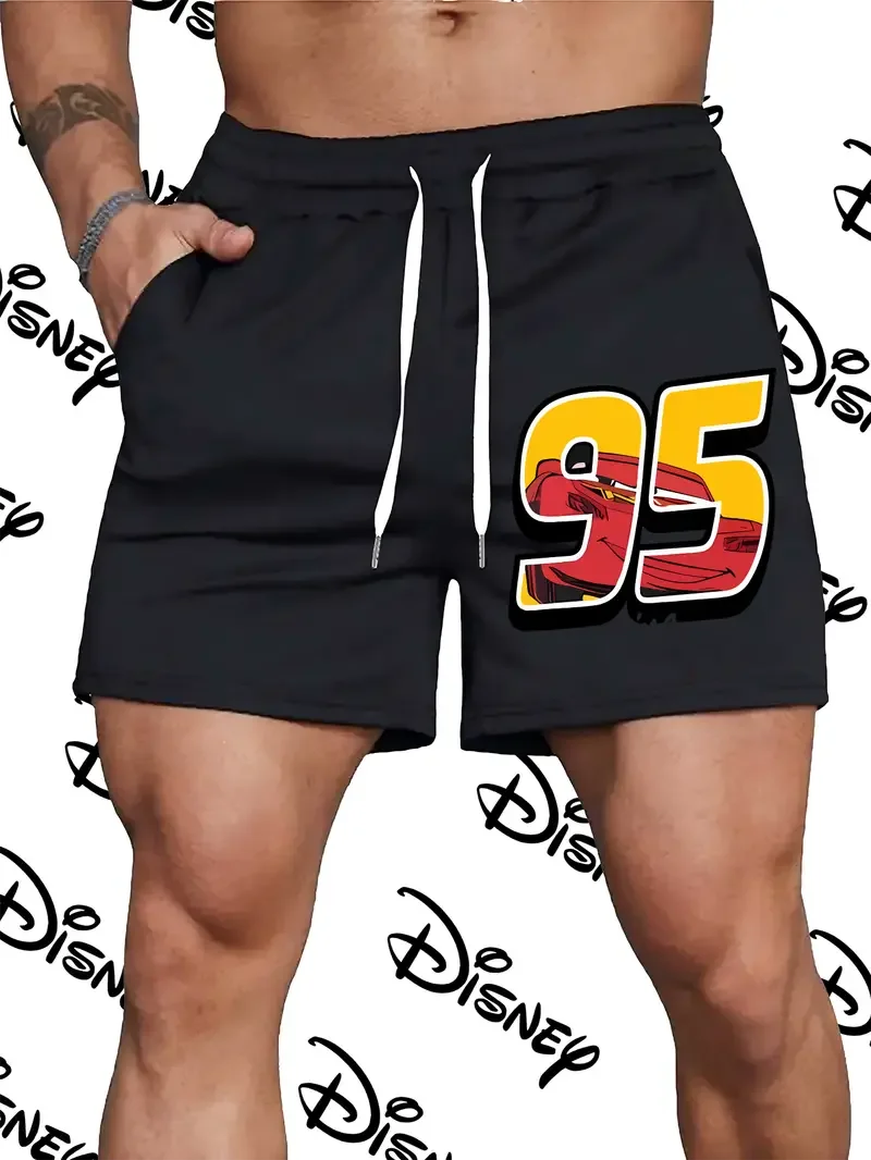 

Шорты с автомобилями Диснея 2025 года, мужские и женские шорты с молнией Маккуин, хлопковые шорты для бега, бега, спорта на открытом воздухе, тренажерный зал, пляжные повседневные свободные брюки