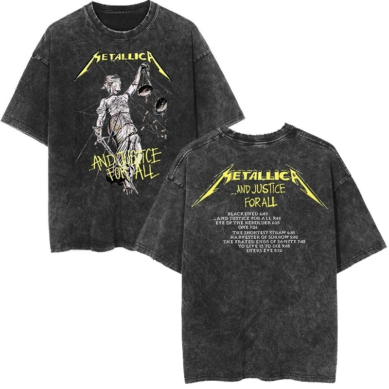 Metallica Rock Band's Vintage Washed Kurzarm-Rundhals-Y2k-T-Shirt für Herren, neu in der Kategorie Top & T-Shirts, Herren-T-Shirt, Camisetas