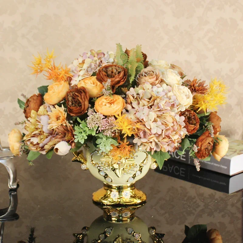 

Living room decoration fake flower set dining table flower pot planting silk flower tea a few flowers simulation flowers