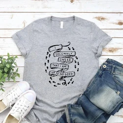 I Solemnly Swear I'm Up To No Good T-Shirt Magical Map Inspired T Shirt Wizard Graphic Tee Short Sleeve Casual Tshirt for HP Fan