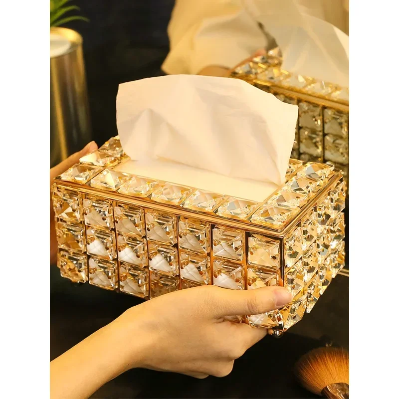 Crystal Facial Tissue Box Holder Crystal Cube Napkin Dispenser Bedroom Office Hotel Cafe Coffee House Bar Diamond Sparkle Boxes