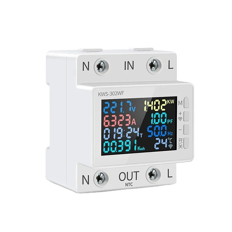KWS-302WF WiFi 8 In1 Power  2P AC Energy  APP Control 170-270V/63A Voltage and Current Meter Electricity  Smart