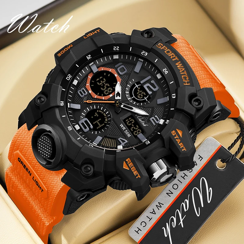 OFNS New G Style Sports Military Men\'s Watch 50M Waterproof Dual Display Quartz Wristwatch Clock Stopwatch Hot Relogios Masculin