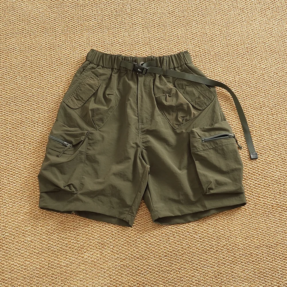 Workwear Casual Shorts, Men's Summer Multi-pocket Quick-drying Loose Straight-leg Mid-length Pants
