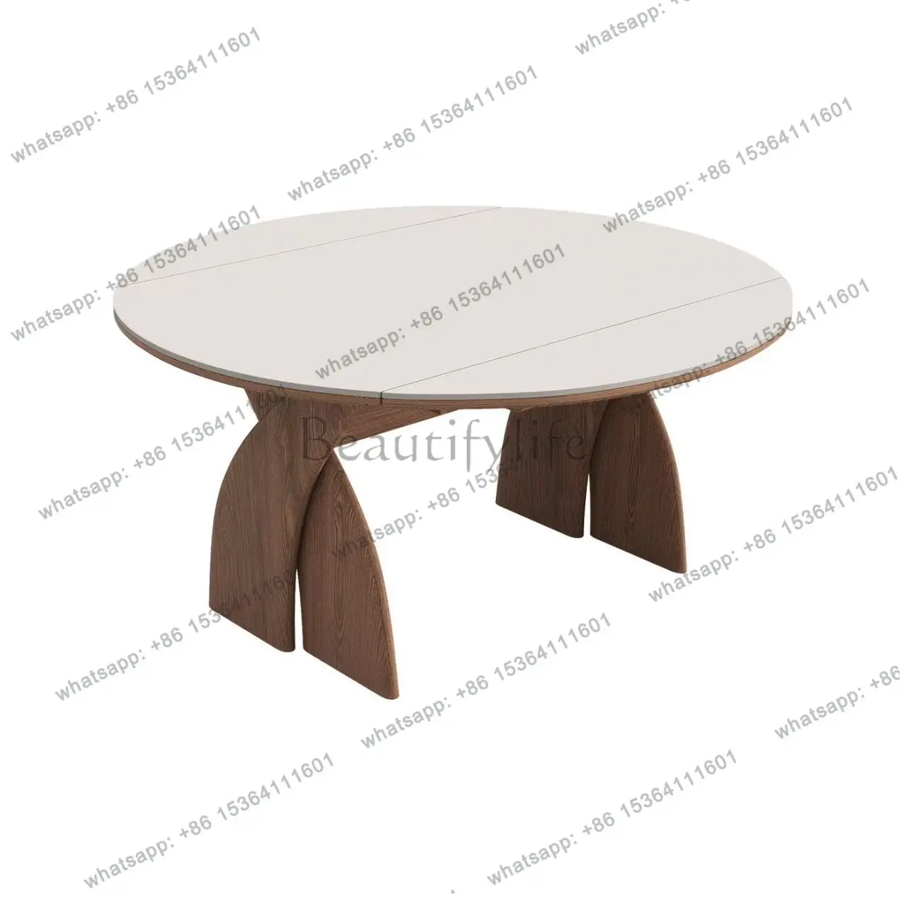 

Solid wood rock slab dining table square and round dual-purpose medium and ancient style household small apartment