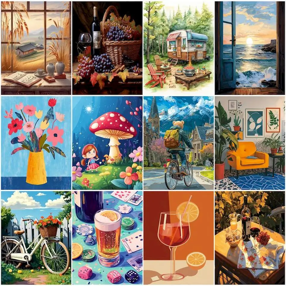 RUOPOTY الطلاء حسب عدد الكبار مؤطرة جدار الفن الحديث قماش الفن اللوحة المائية اللوحات الزيتية الرقمية على عدد جدار الفن #6