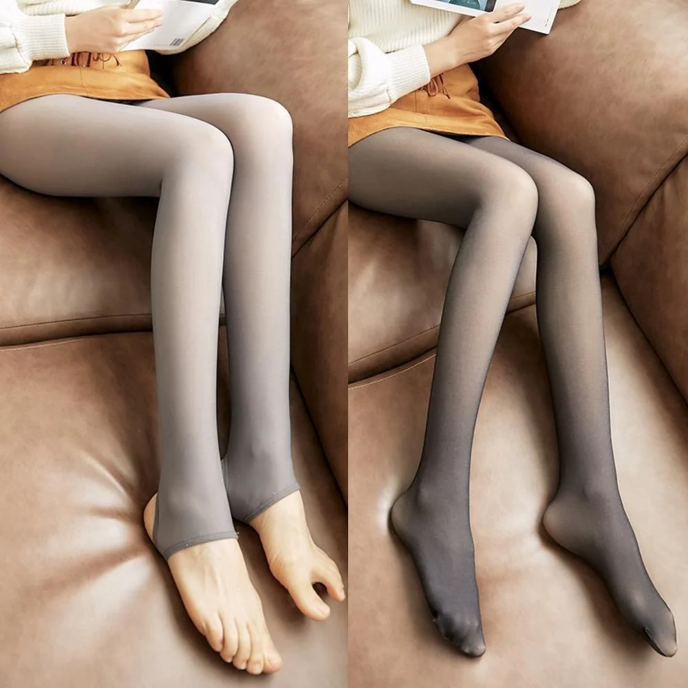 

80D Fleece Lined Tights Leggings for Women Warm Pantyhose Faux Sheer False Translucent Black Winter Spring Autumn