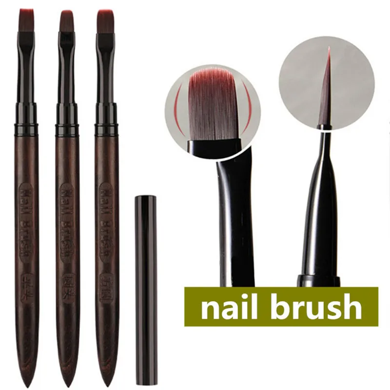 3 stil Sandelholz Griff Nagel Zeichnung Pinsel Für Maniküre Malerei Gradienten UV GEL Verlängerung Builder Zeichnung Stift